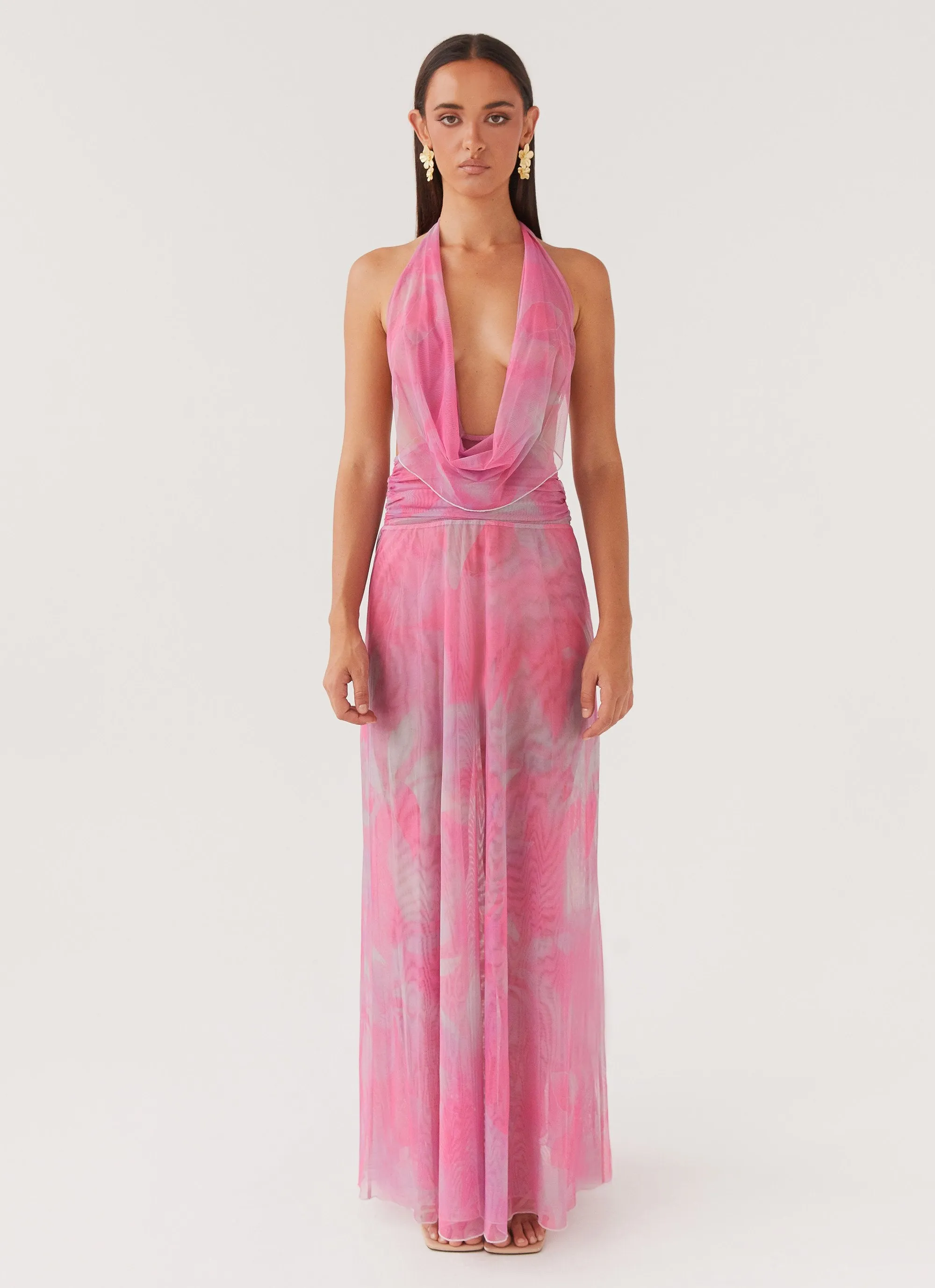 Elysia Mesh Maxi Dress - Pink Floral sold by Peppermayo product image thumbnail 2