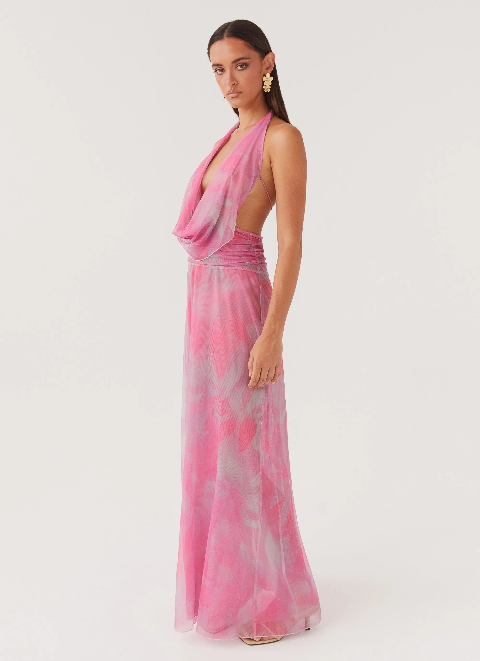 Elysia Mesh Maxi Dress - Pink Floral sold by Peppermayo product image thumbnail 3