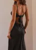 Flora Satin Maxi Dress - Midnight sold by Peppermayo