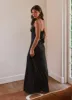 Flora Satin Maxi Dress - Midnight sold by Peppermayo