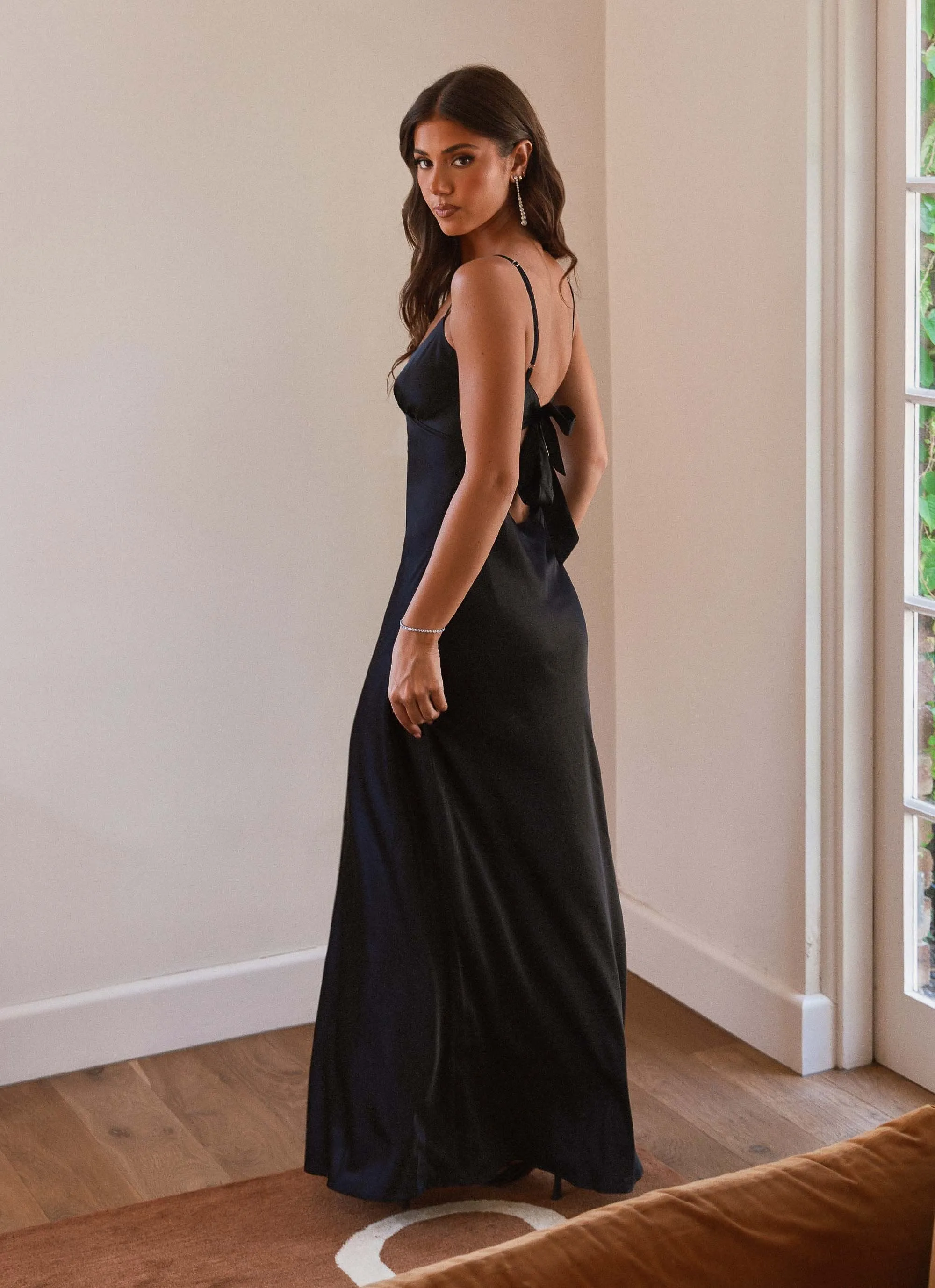 Flora Satin Maxi Dress - Midnight sold by Peppermayo product image thumbnail 4