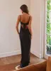 Flora Satin Maxi Dress - Midnight sold by Peppermayo