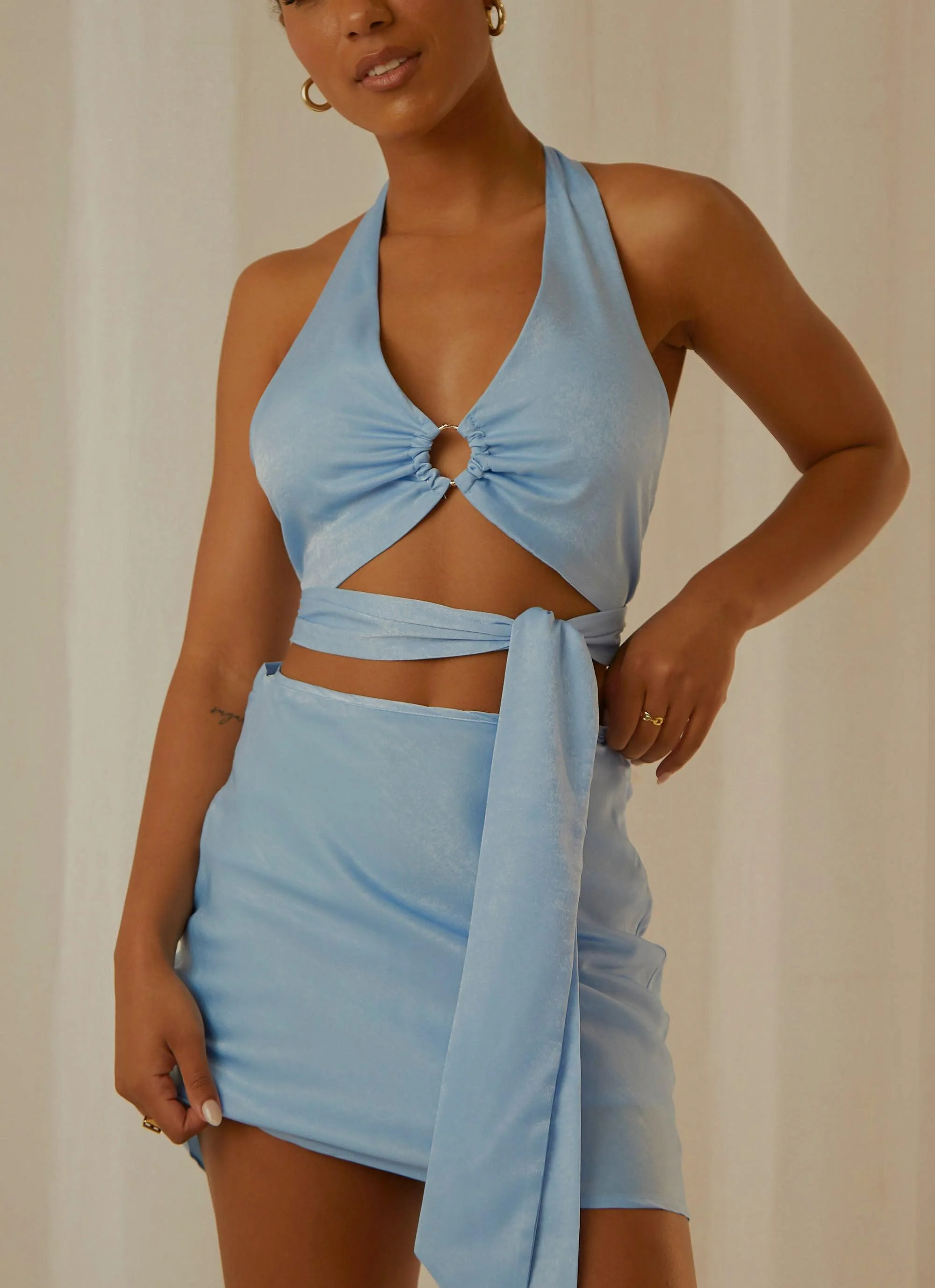 The Luxe List Top - Sky sold by Peppermayo