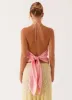Dalila Beaded Tie Back Top - Pink Lily sold by Peppermayo