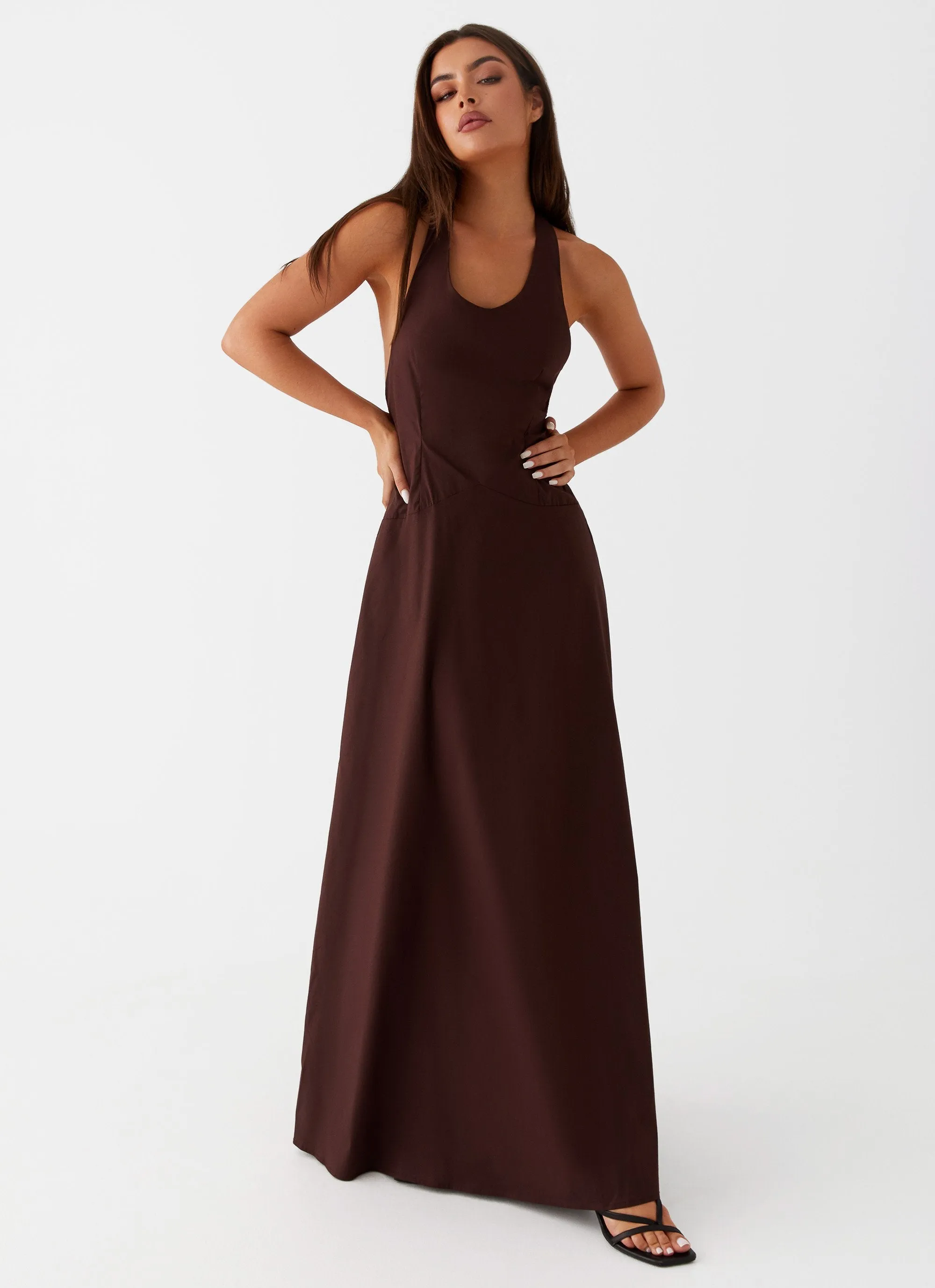Vestige Maxi Dress - Chocolate sold by Peppermayo