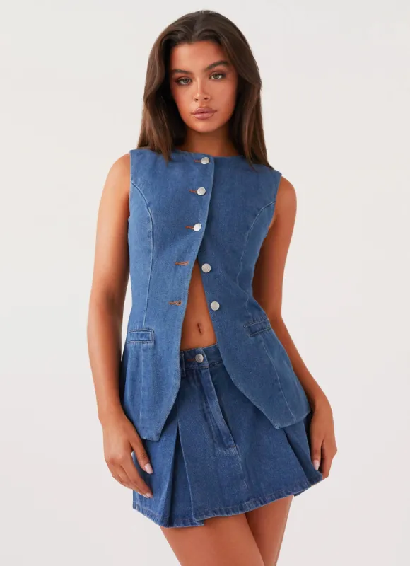 Ashlyn Denim Mini Skirt - Indigo sold by Peppermayo