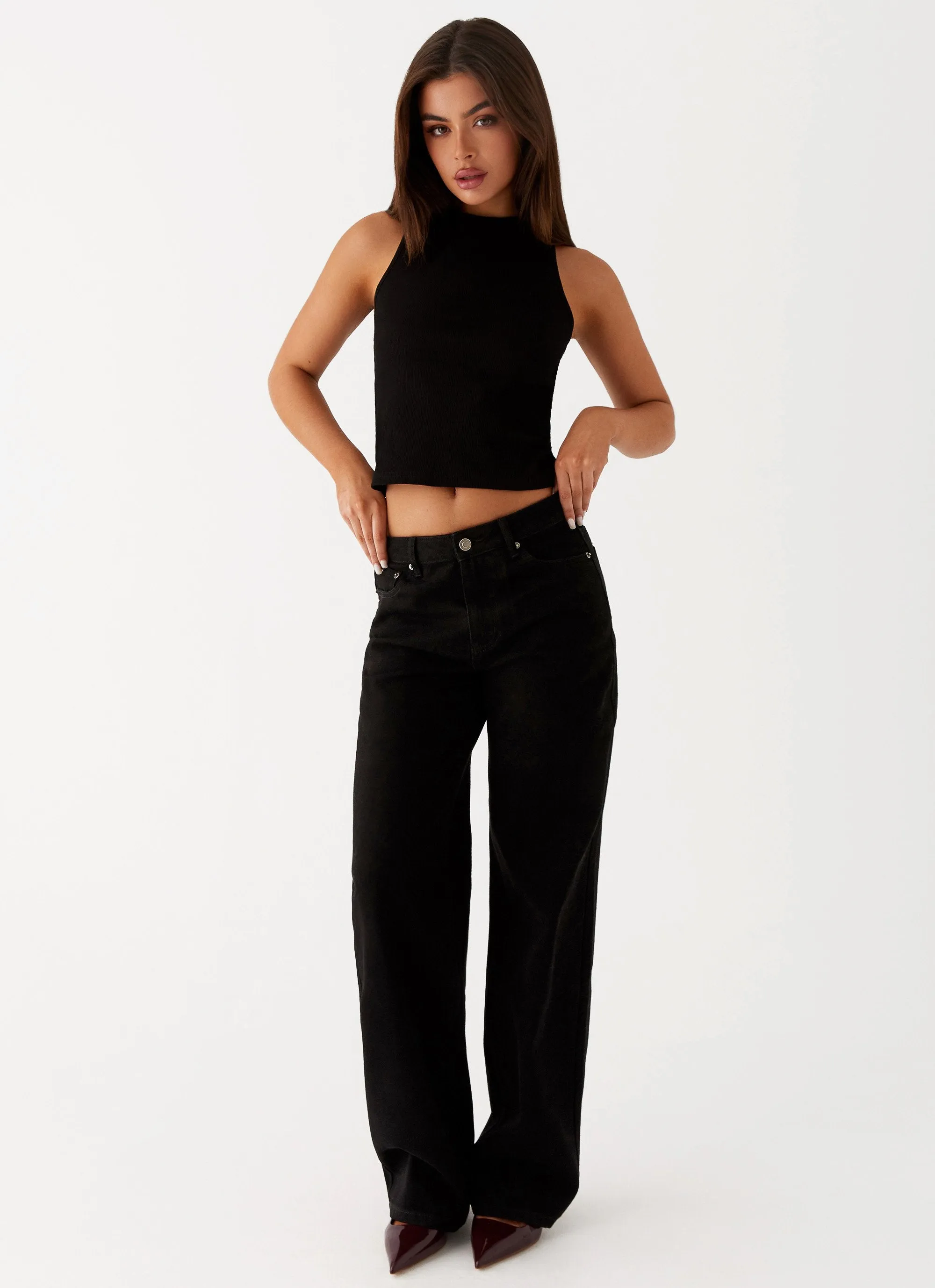 Keanna Low Rise Denim Jeans - Black sold by Peppermayo