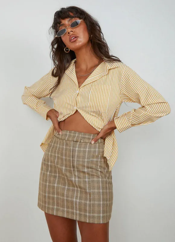 Chance Skirt - Beige Check sold by Peppermayo