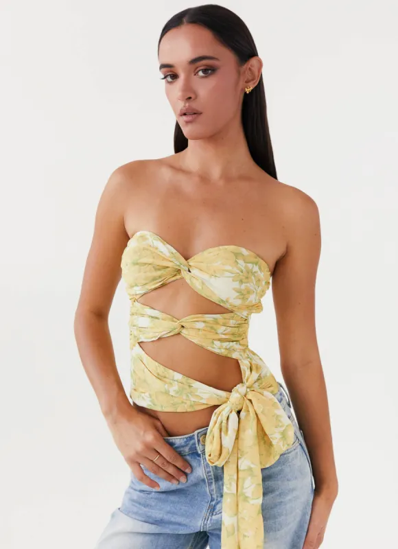 Sunlight Cascade Top - Daffodil sold by Peppermayo