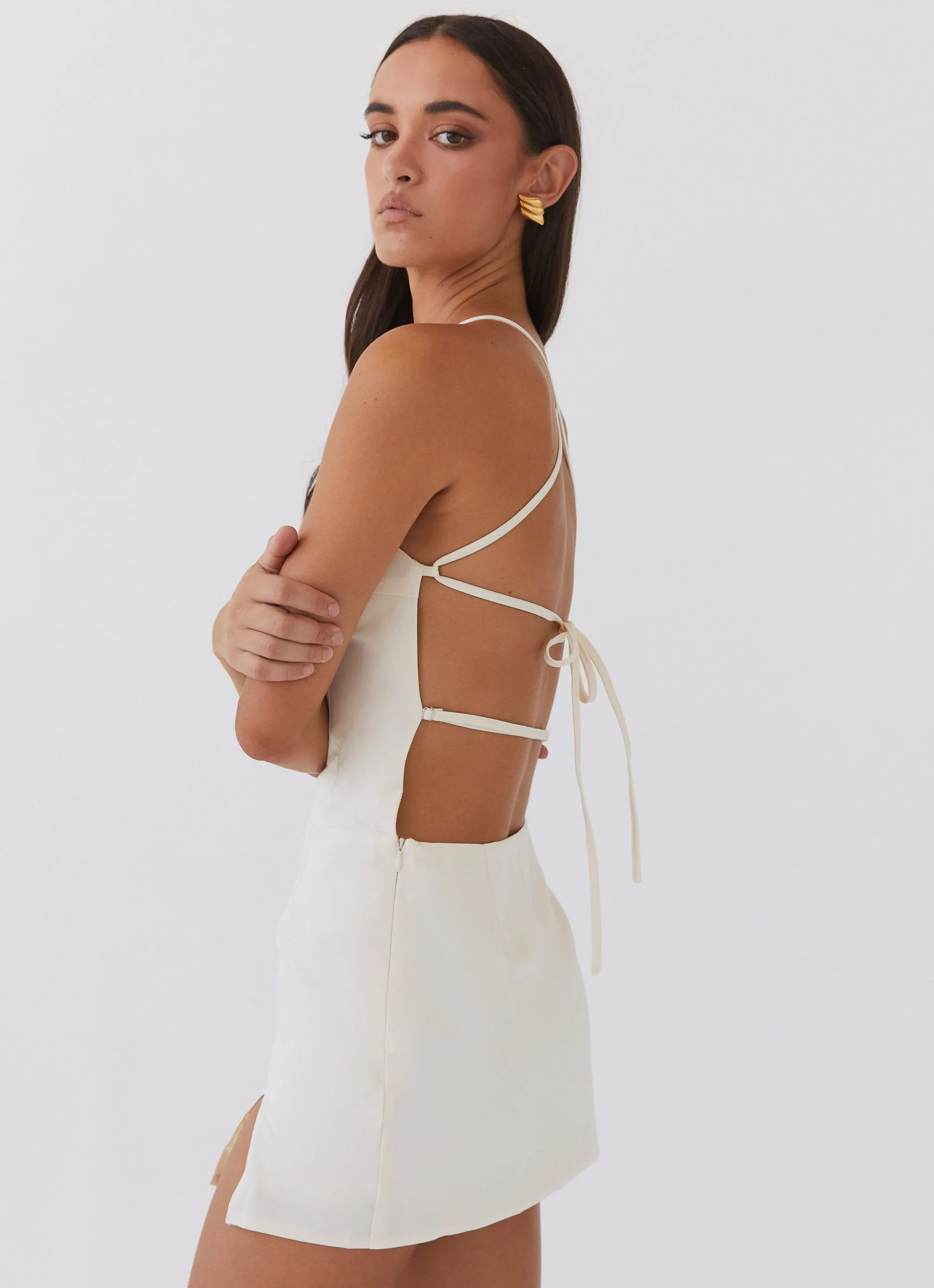 Monique Mini Dress - Ivory sold by Peppermayo