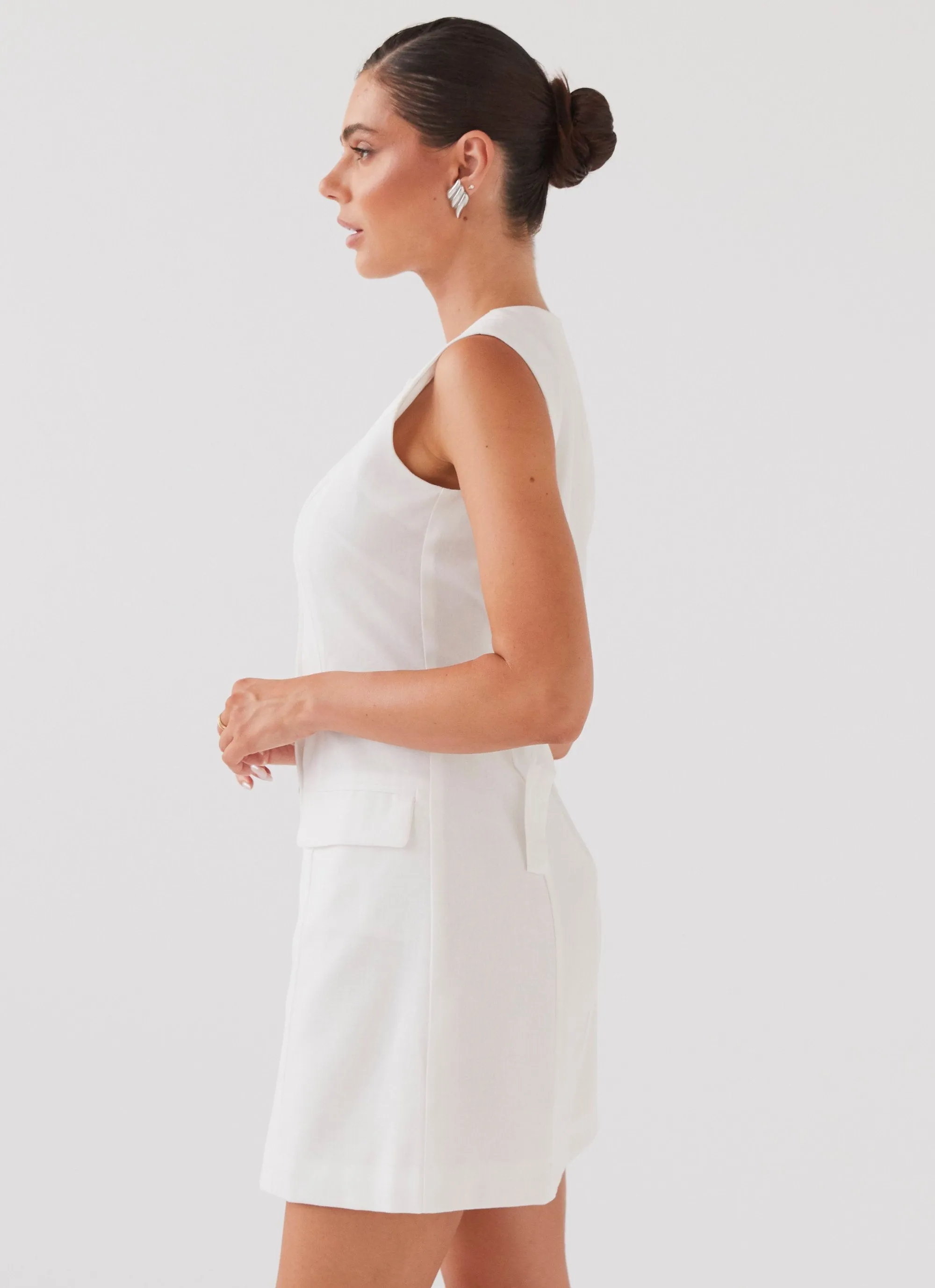 Castello Fiore Linen Mini Dress - White sold by Peppermayo product image thumbnail 3