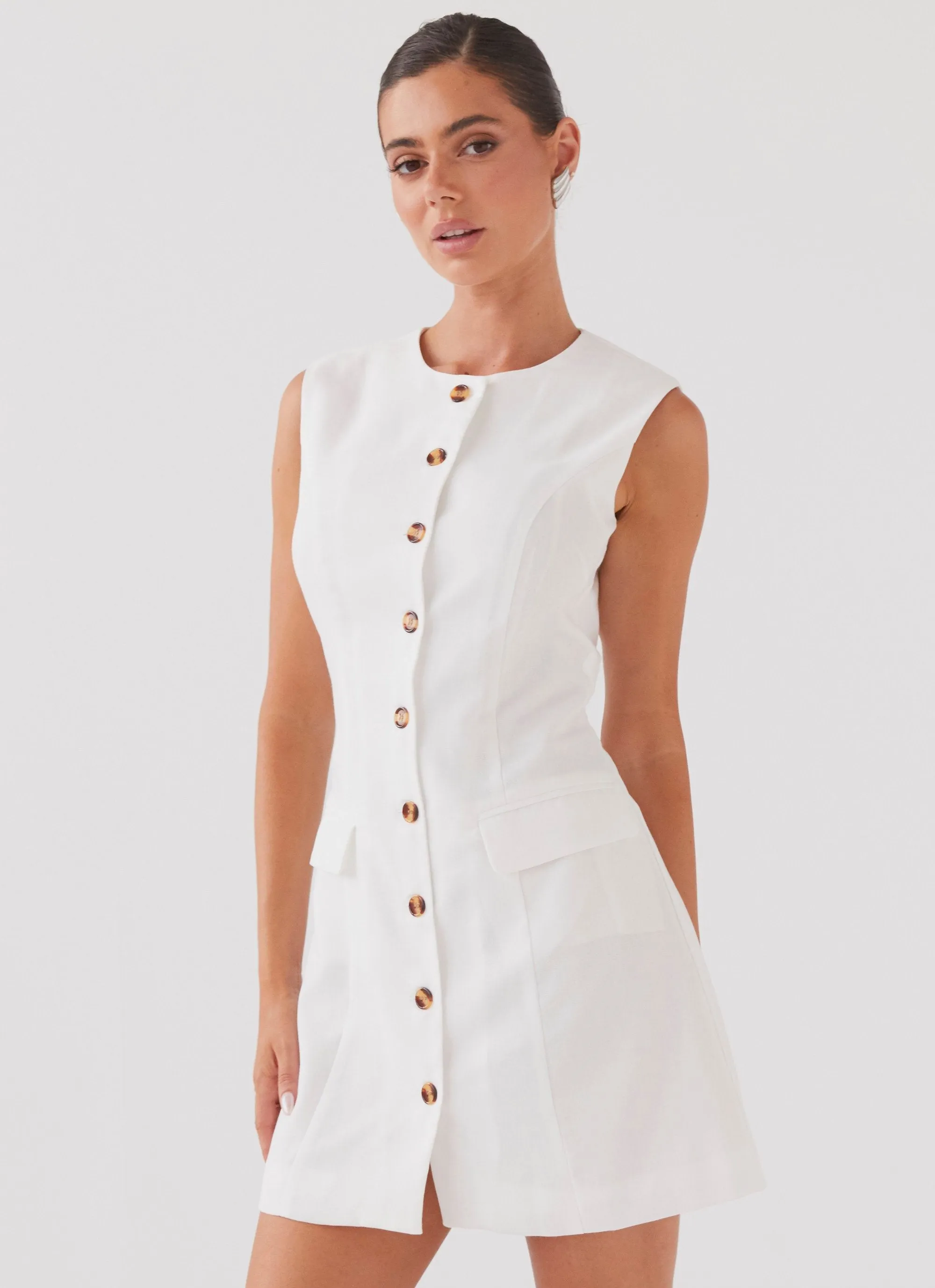 Castello Fiore Linen Mini Dress - White sold by Peppermayo product image thumbnail 5