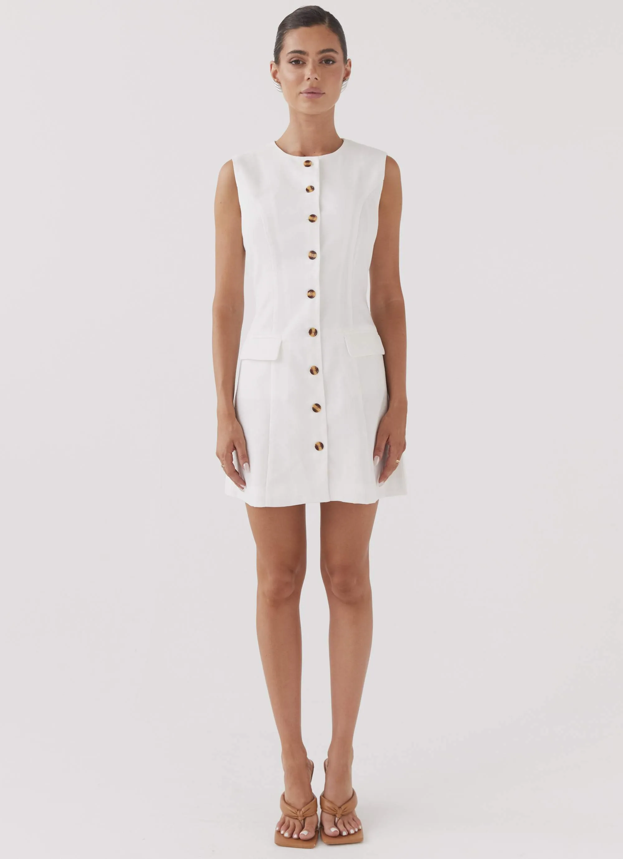 Castello Fiore Linen Mini Dress - White sold by Peppermayo product image thumbnail 2