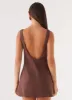 Drunk In Love Linen Mini Dress - Chocolate sold by Peppermayo