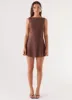 Drunk In Love Linen Mini Dress - Chocolate sold by Peppermayo