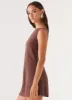 Drunk In Love Linen Mini Dress - Chocolate sold by Peppermayo