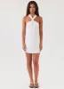 Keira Linen Mini Dress - White sold by Peppermayo