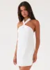 Keira Linen Mini Dress - White sold by Peppermayo