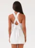 Keira Linen Mini Dress - White sold by Peppermayo