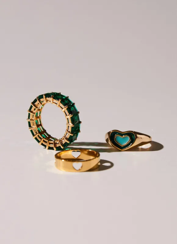 A Fairytale Ring Set - Gold and Green sold by Peppermayo