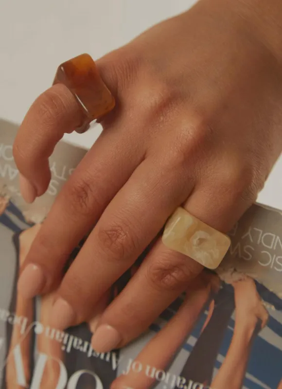 On My Mind Resin Ring - Ivory made by Peppermayo