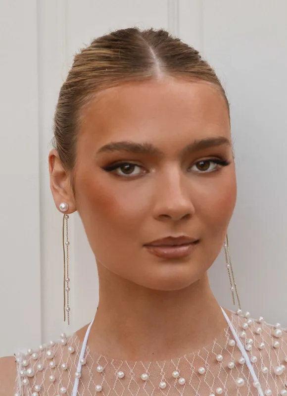 Ember Pearl Earrings - Dove sold by Peppermayo