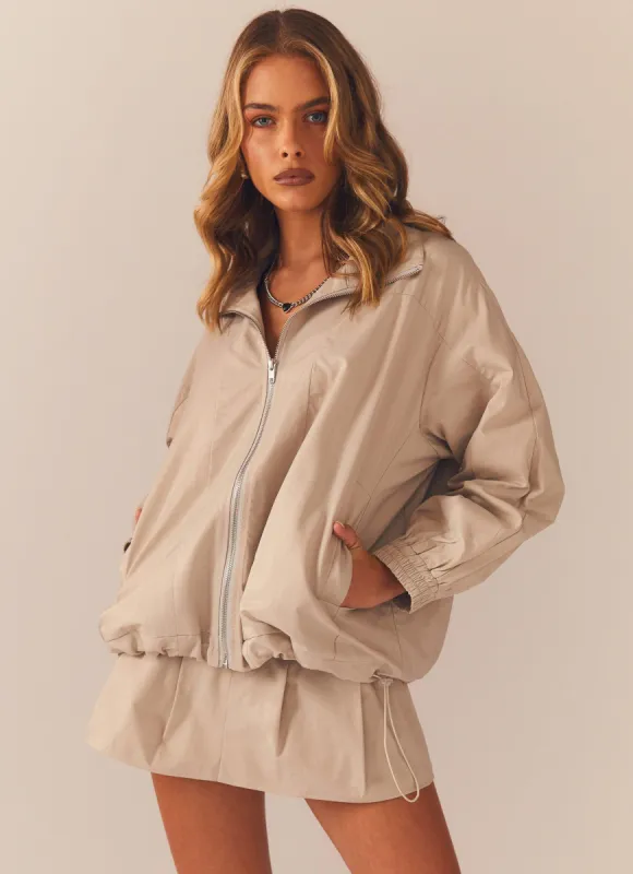 Park City Windbreaker Jacket - Mushroom Grey sold by Peppermayo