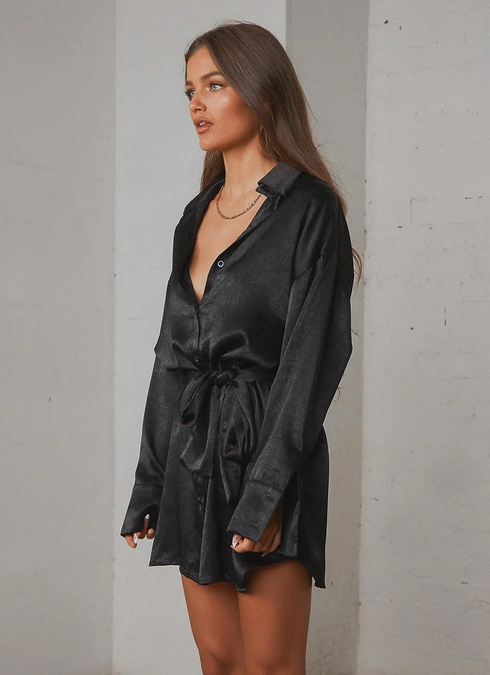 Faye Mini Shirt Dress - Black sold by Peppermayo product image thumbnail 5