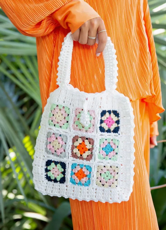 Ready for Summer Crochet Bag - White Multi sold by Peppermayo