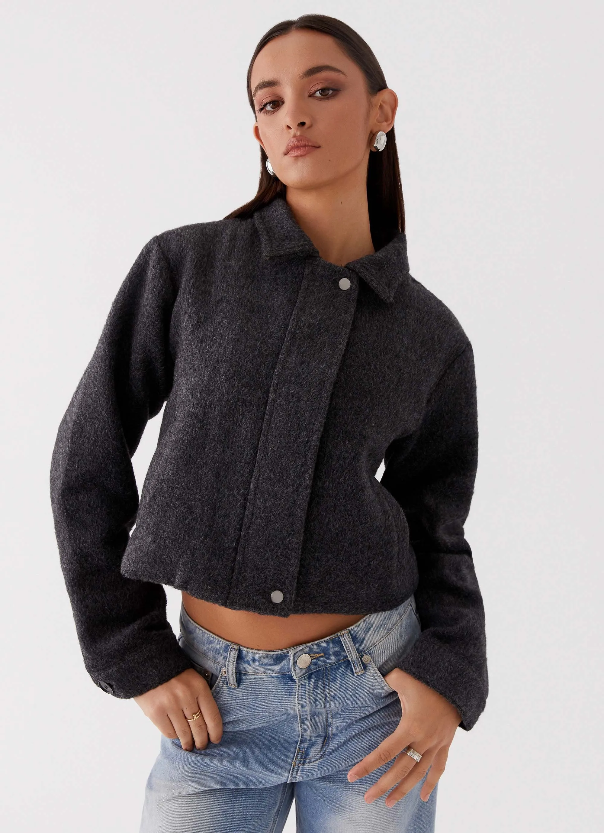 Lexi Jayde Wool Zip Jacket - Dark Grey sold by Peppermayo product image thumbnail 3