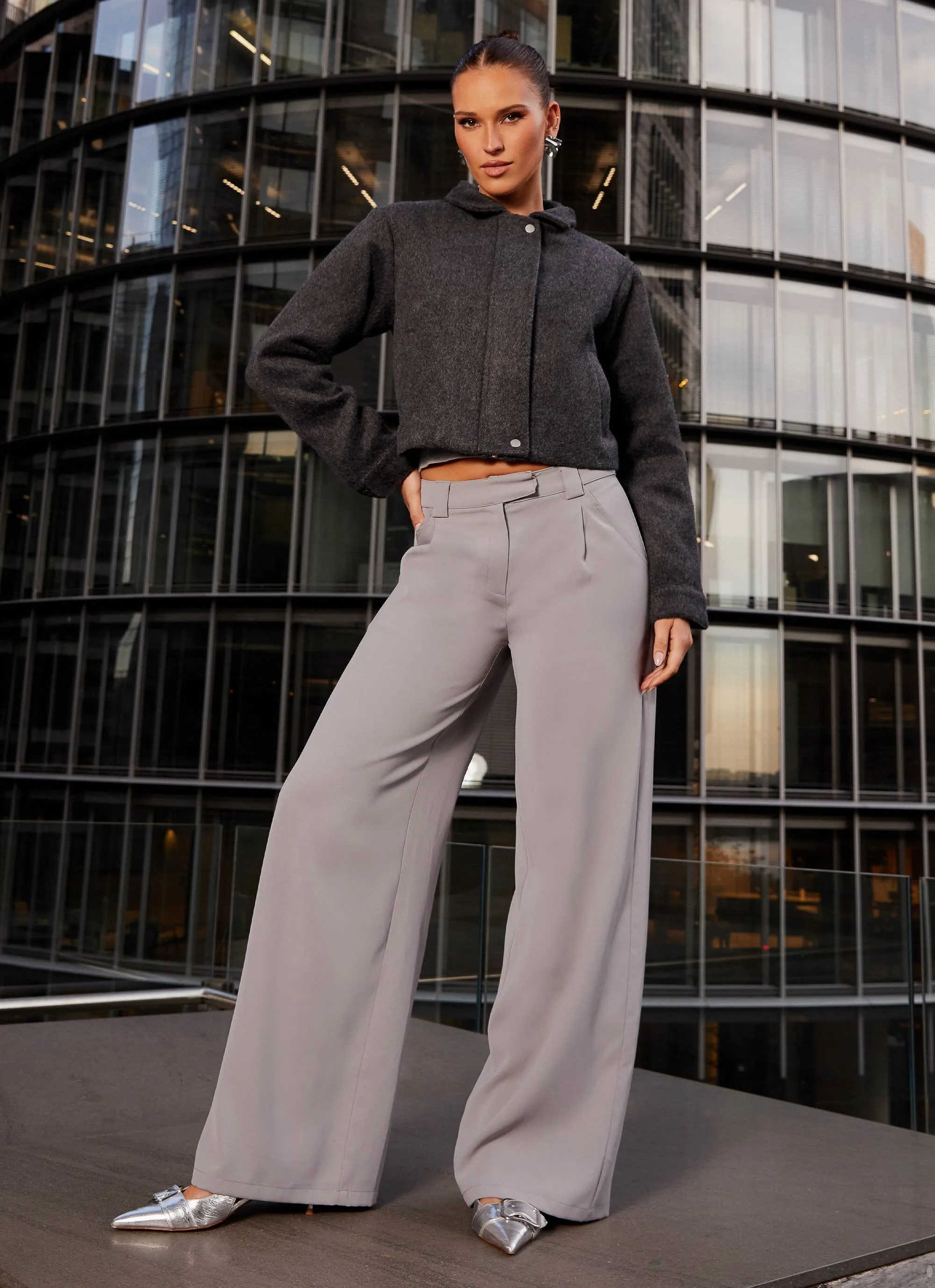 Lexi Jayde Wool Zip Jacket - Dark Grey sold by Peppermayo