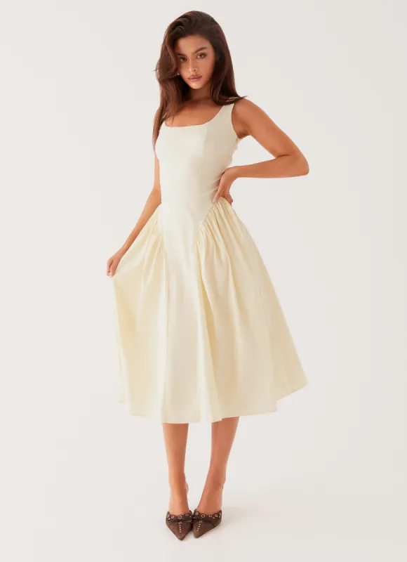 Sassy Soiree Midi Dress - Cream made by Peppermayo
