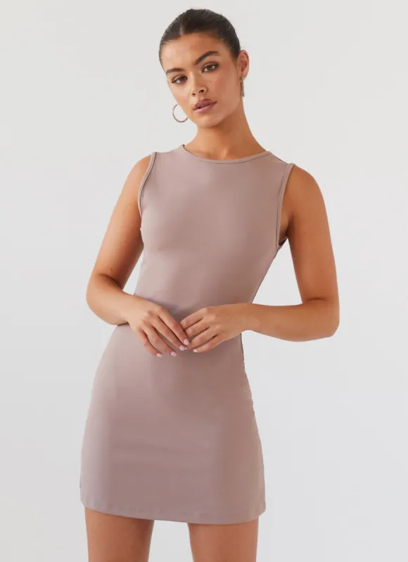 Cosmic Chic Mini Dress - Latte sold by Peppermayo