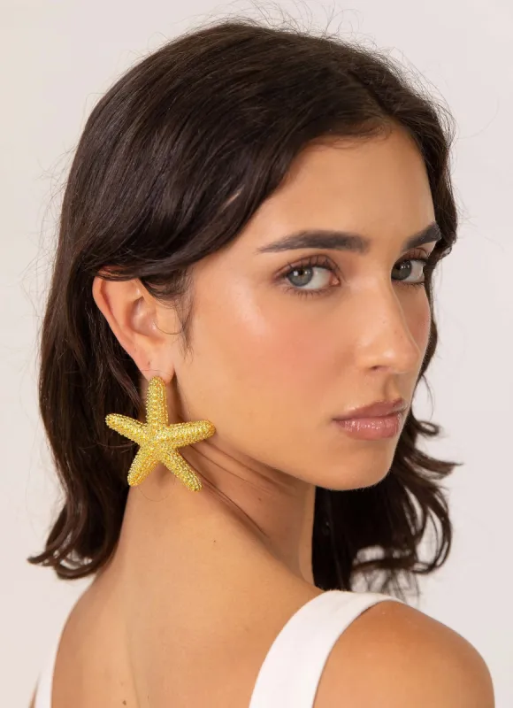 Geneve Starfish Earring - Gold sold by Peppermayo