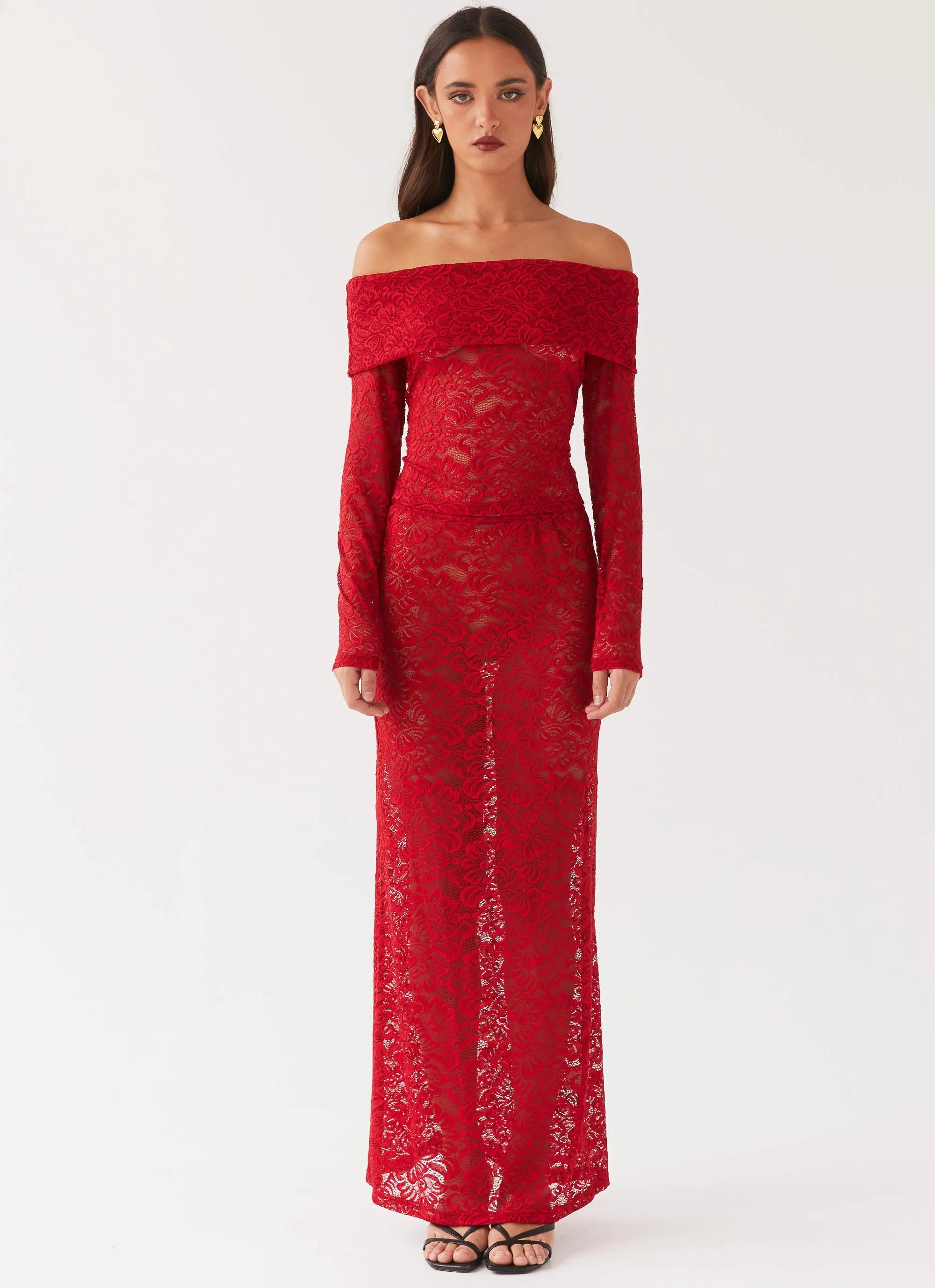 Zephyra Lace Maxi Skirt - Red sold by Peppermayo product image thumbnail 3