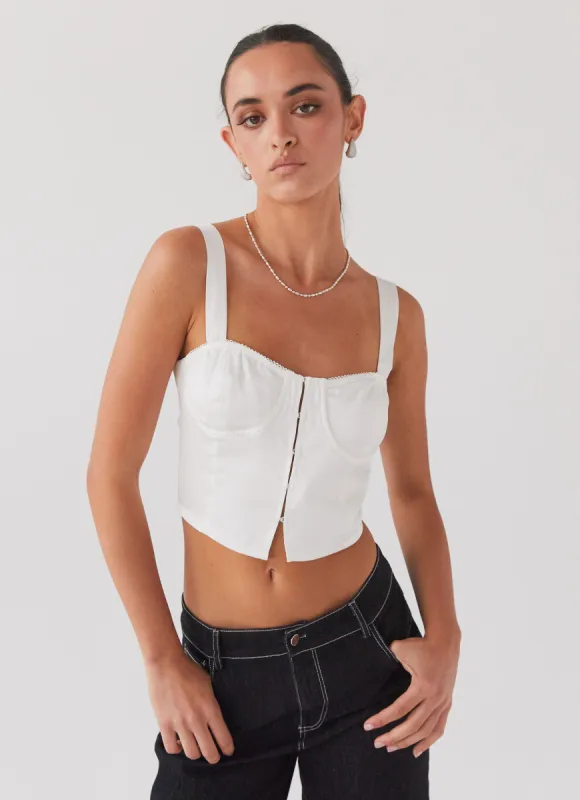 Give Me Love Bustier Top - Pure White sold by Peppermayo