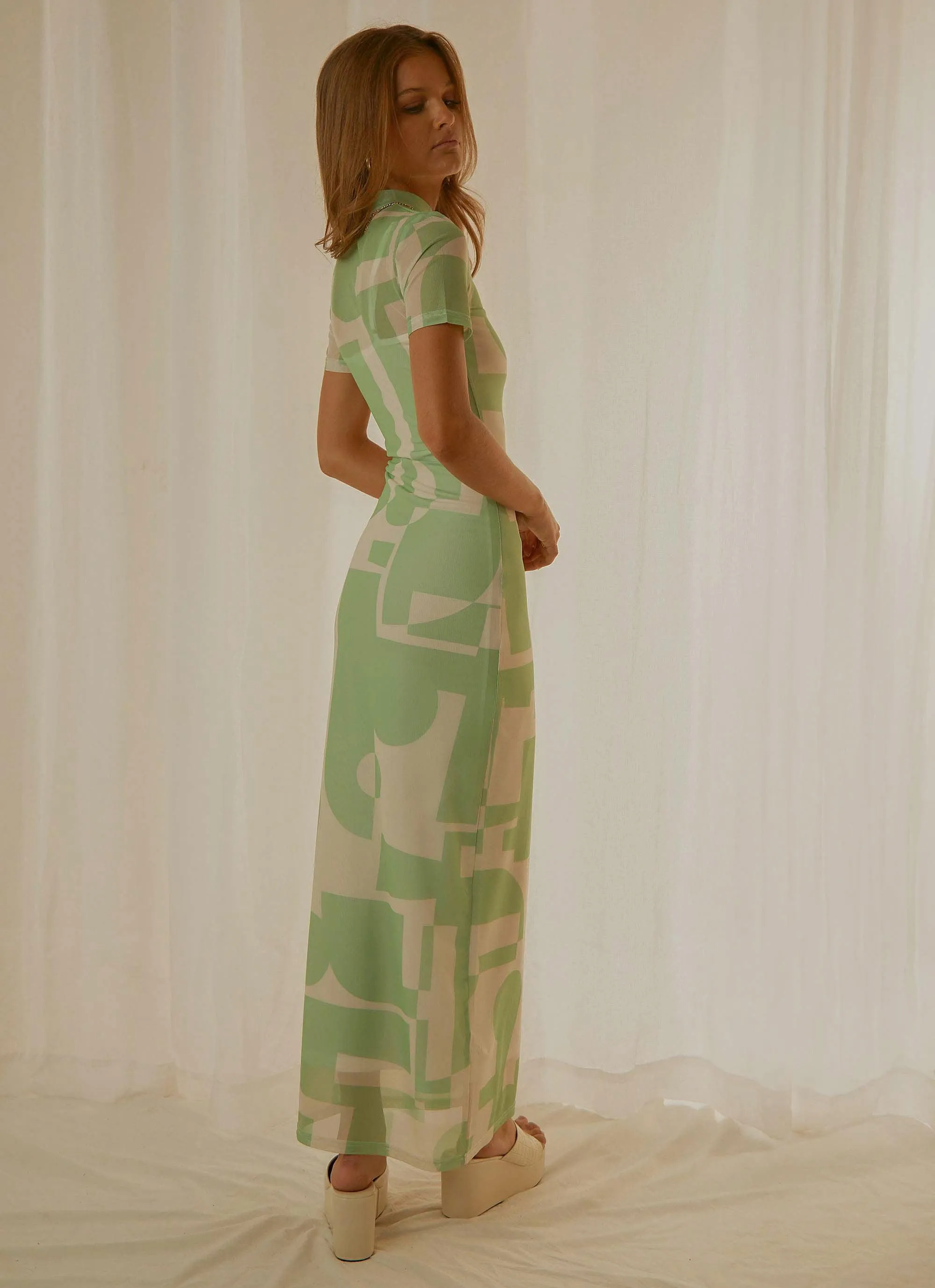 Remix Mesh Maxi Dress - Lime Green Geo sold by Peppermayo product image thumbnail 5