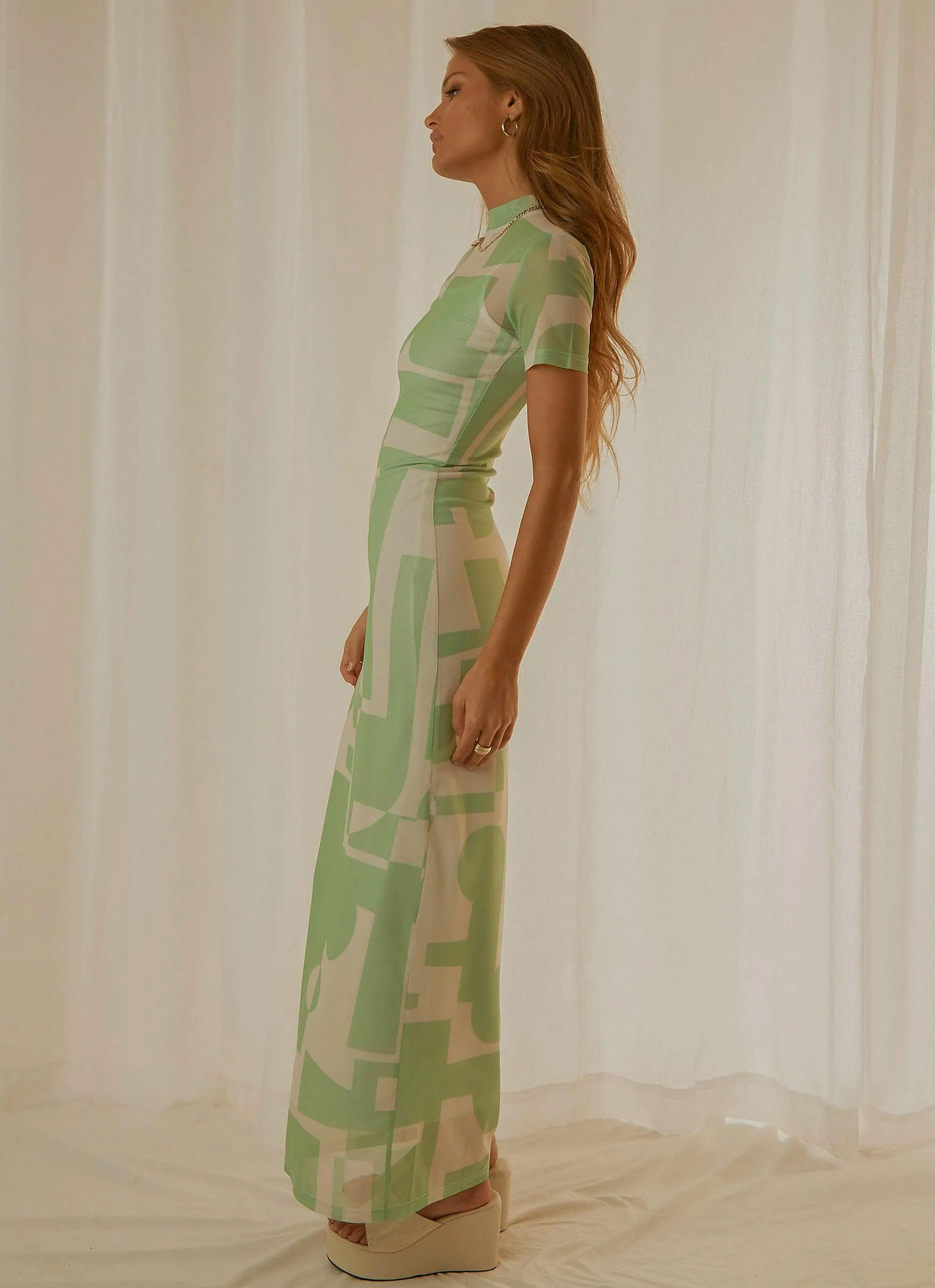 Remix Mesh Maxi Dress - Lime Green Geo sold by Peppermayo product image thumbnail 4