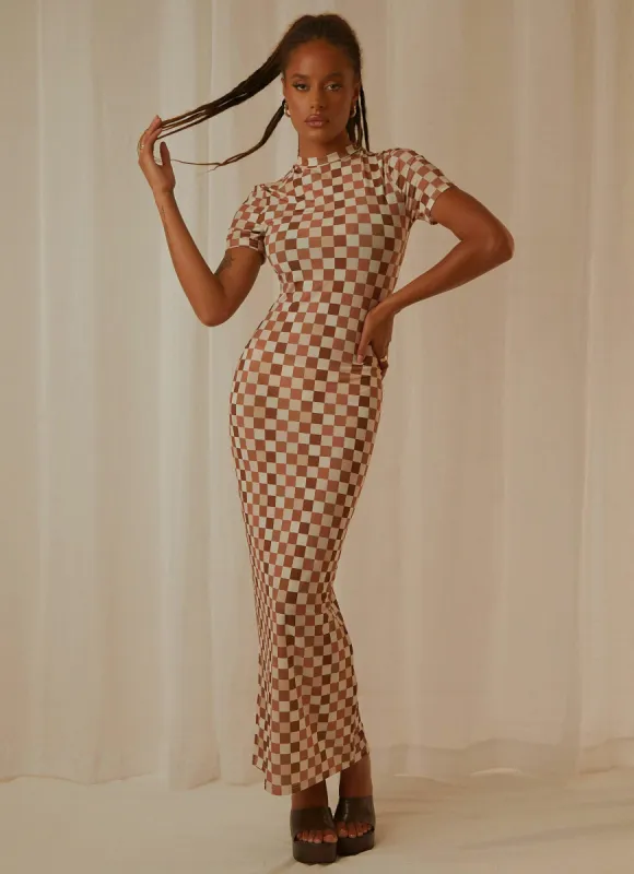 Into the City Mesh Maxi Dress - Cocoa sold by Peppermayo