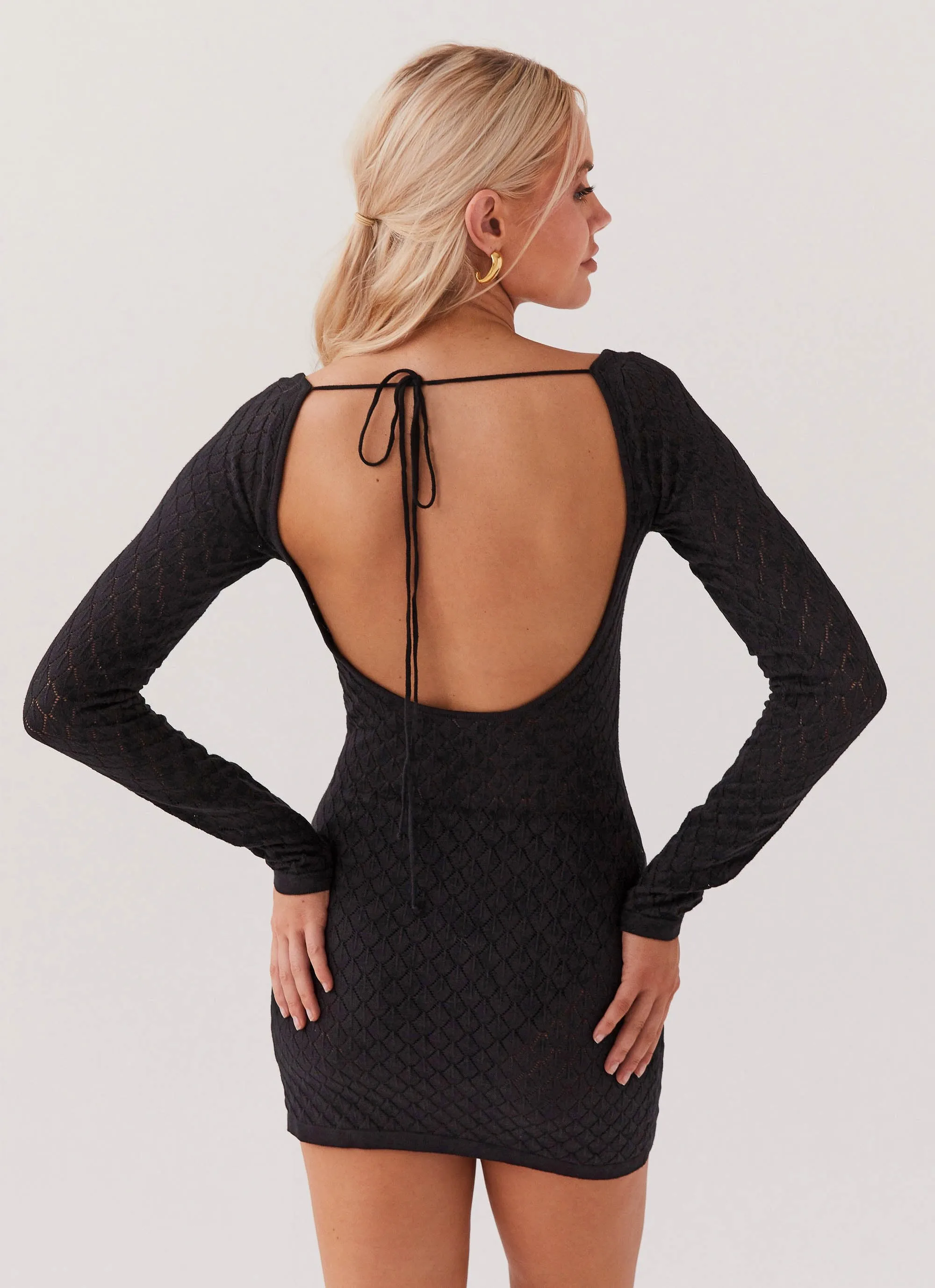 Elia Knit Long Sleeve Mini Dress - Black sold by Peppermayo product image thumbnail 4