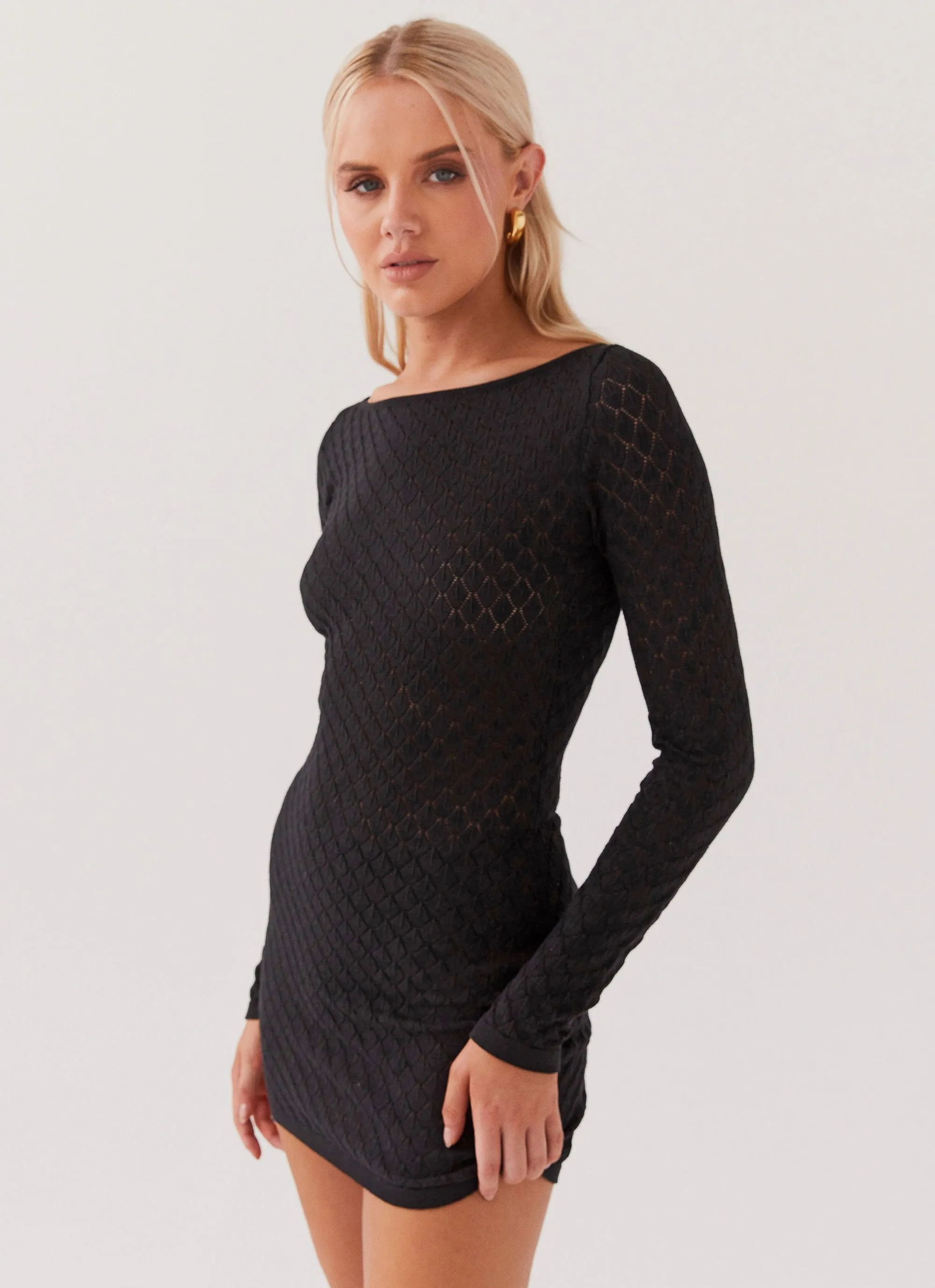 Elia Knit Long Sleeve Mini Dress - Black sold by Peppermayo product image thumbnail 5