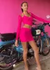 Hattie Mesh Mini Skirt - Magenta sold by Peppermayo