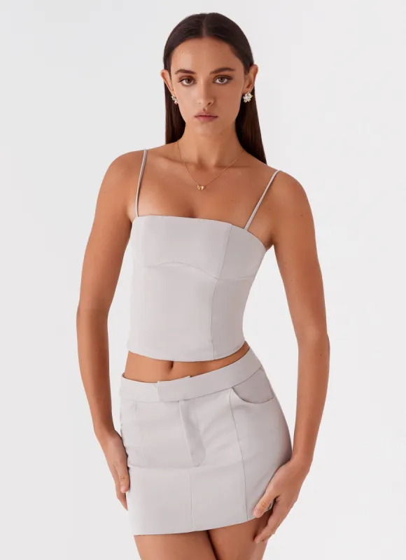 Eliana Suit Mini Skirt - Grey sold by Peppermayo