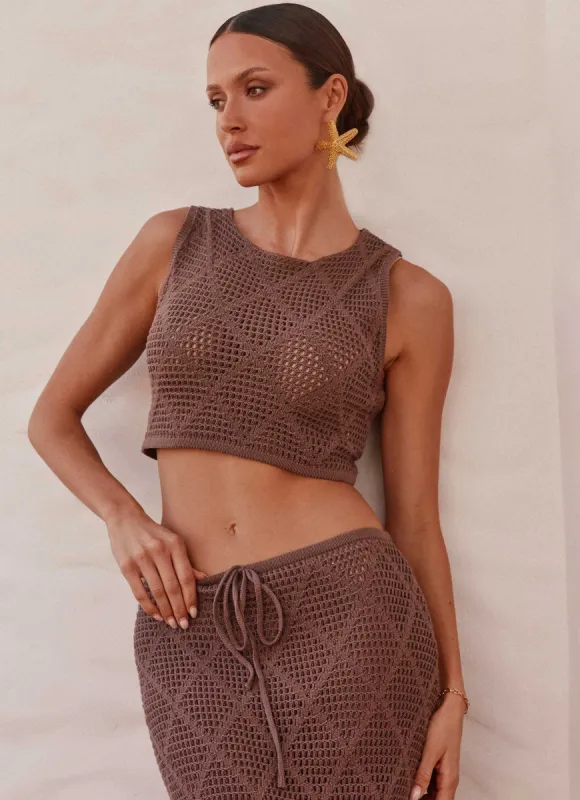 Santonio Crochet Crop Top - Chocolate sold by Peppermayo