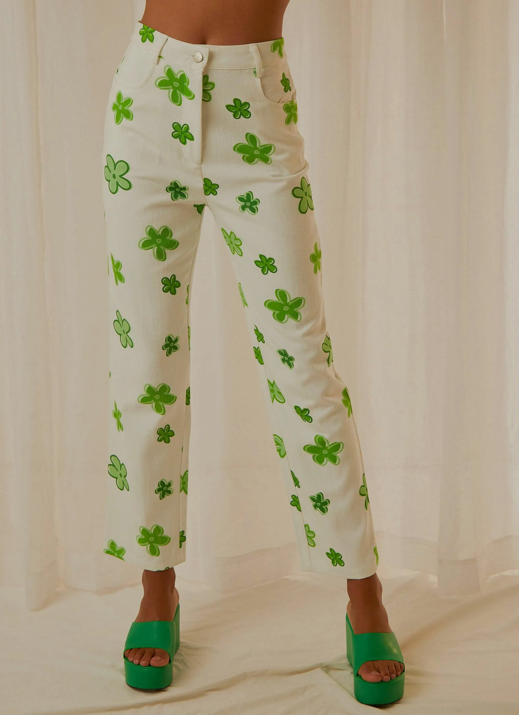 Keep Your Heart Pants - Green Wild Poppies sold by Peppermayo product image thumbnail 3