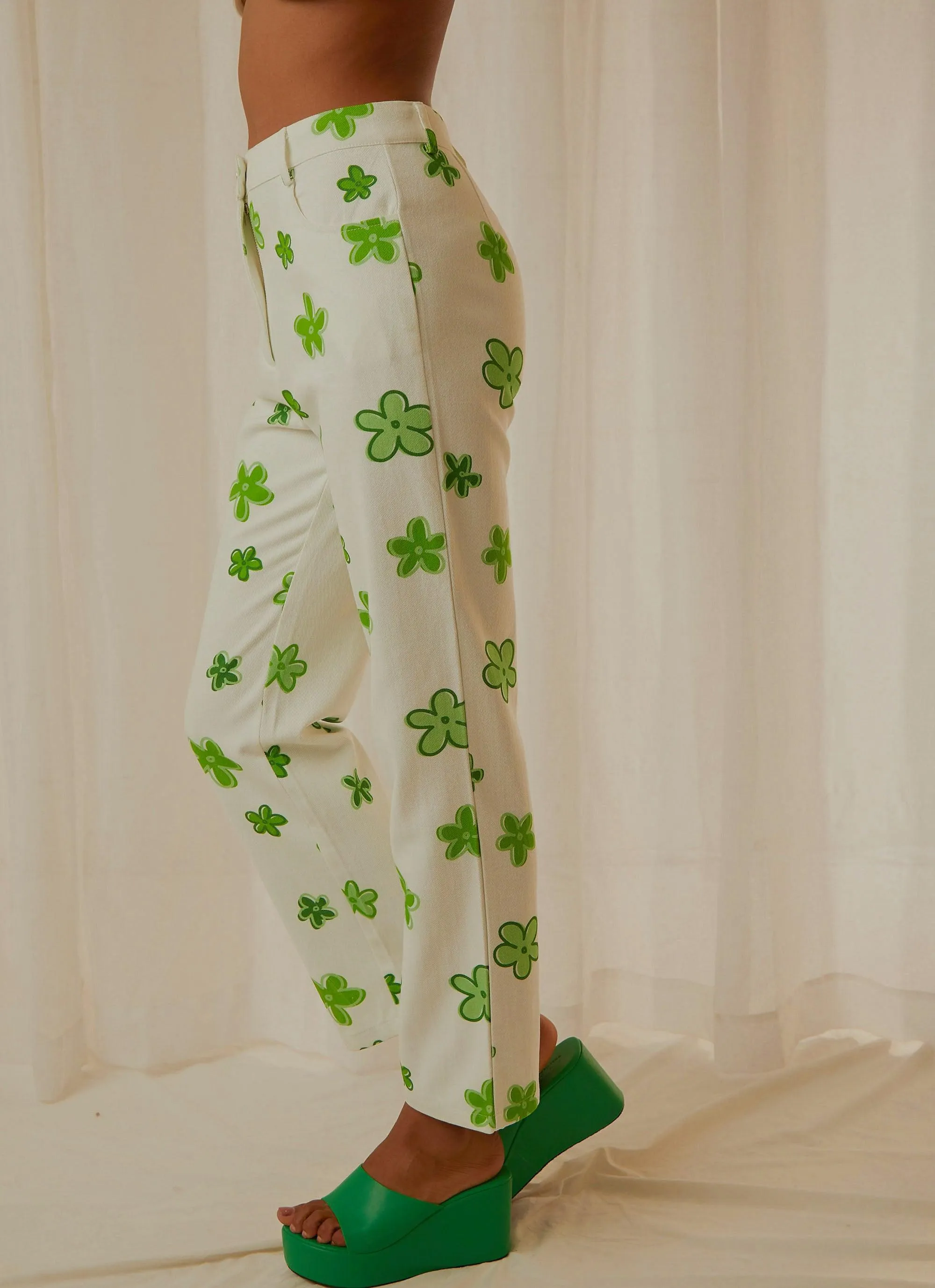 Keep Your Heart Pants - Green Wild Poppies sold by Peppermayo product image thumbnail 4