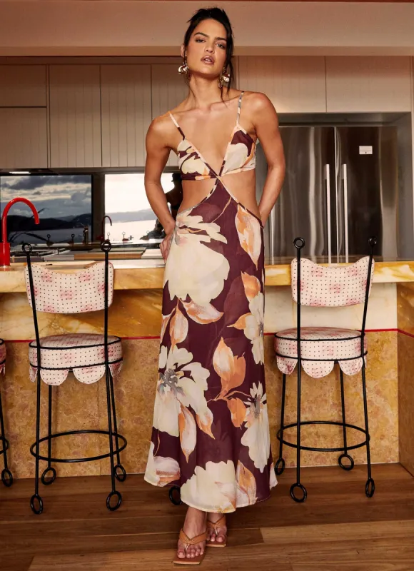 Primrose Daydream Maxi Dress - Brown Floral sold by Peppermayo