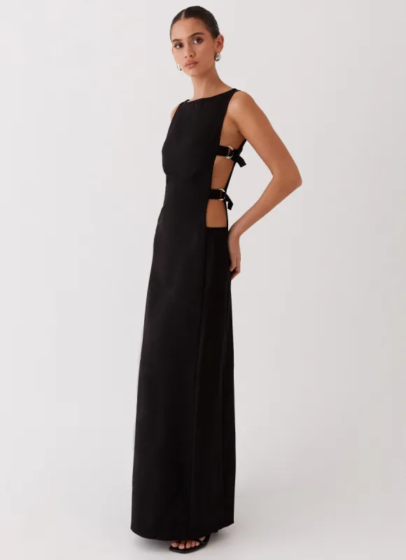 Cherish You Buckle Maxi Dress - Shadow sold by Peppermayo