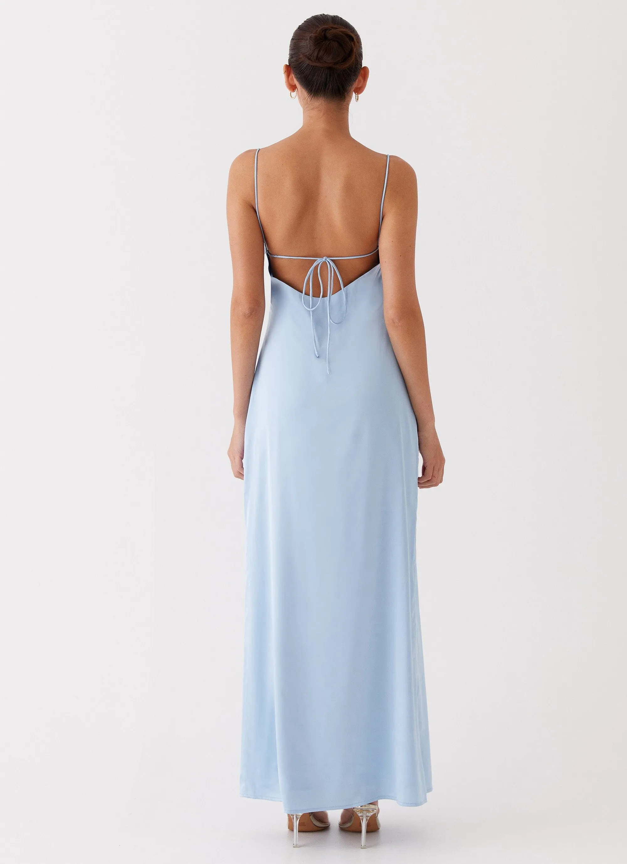 Dream Sight Lace Satin Maxi Dress - Ice Blue sold by Peppermayo product image thumbnail 4