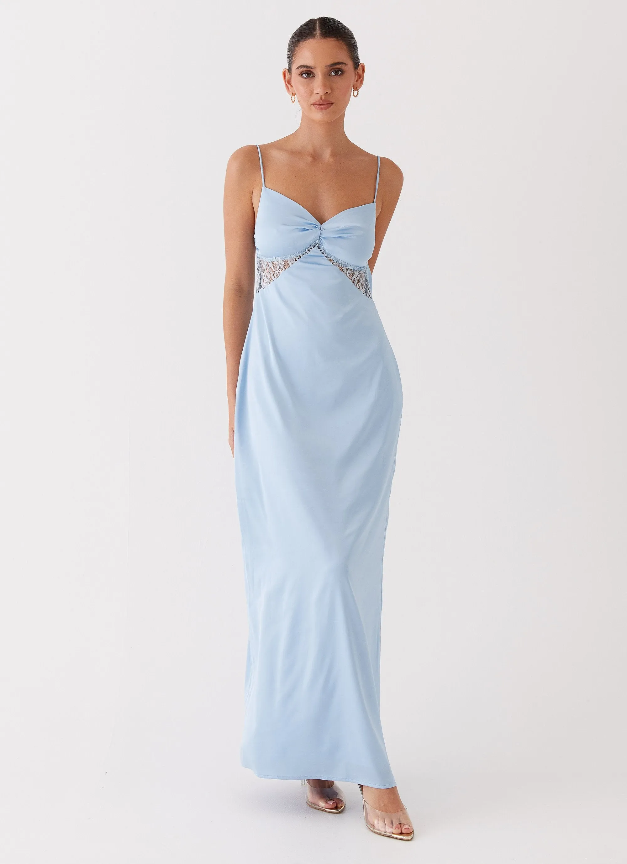 Dream Sight Lace Satin Maxi Dress - Ice Blue sold by Peppermayo product image thumbnail 3